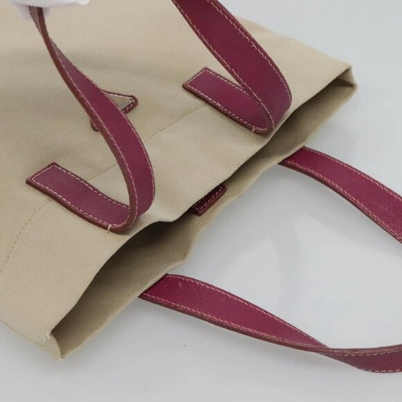 PRADA Hand Bag Canvas Leather Beige Purple Silver Auth - Picture 6 of 16